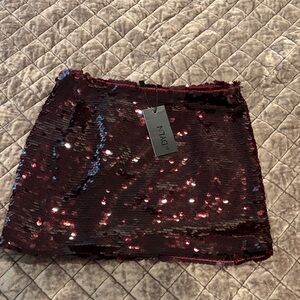 Burgundy Sequin Mini Skirt